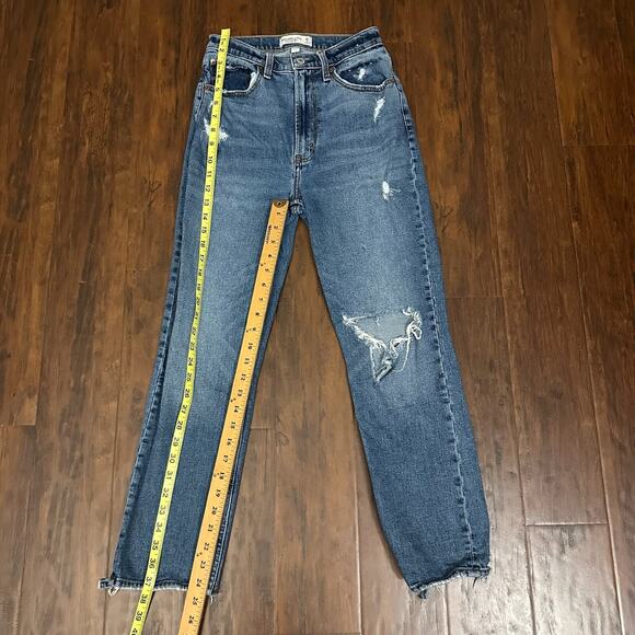 ABERCROMBIE & FITCH The Ankle Straight Jeans Blue Ultra HR Curve Love - Picture 12 of 13